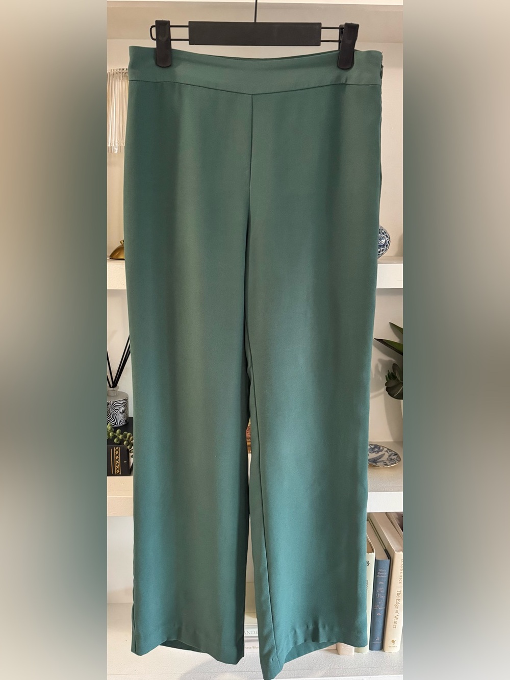 Ann Taylor The Side Zip Trouser Pant In Fluid Crepe-Green